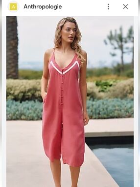 Pink Linen Cropped Jumpsuit